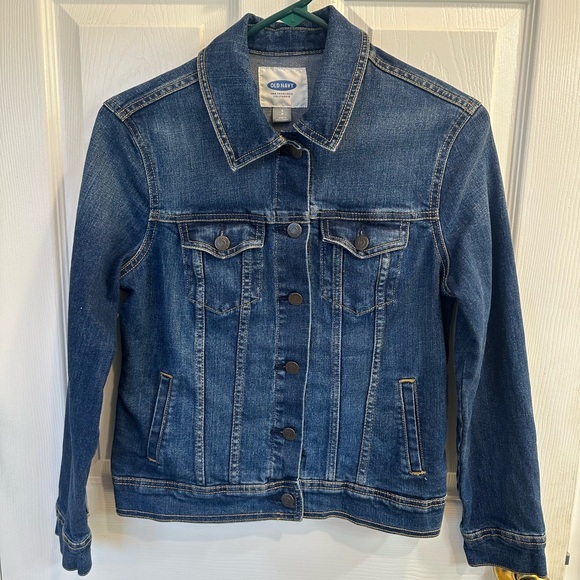 Old Navy Cropped Denim Dark Wash Denim Jean Jacket Size SP - Picture 1 of 7